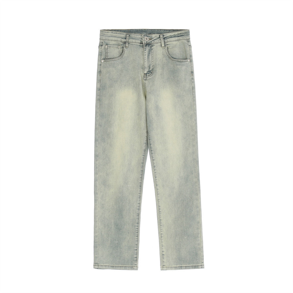 Men’s Vintage Washed Printed Denim Jeans