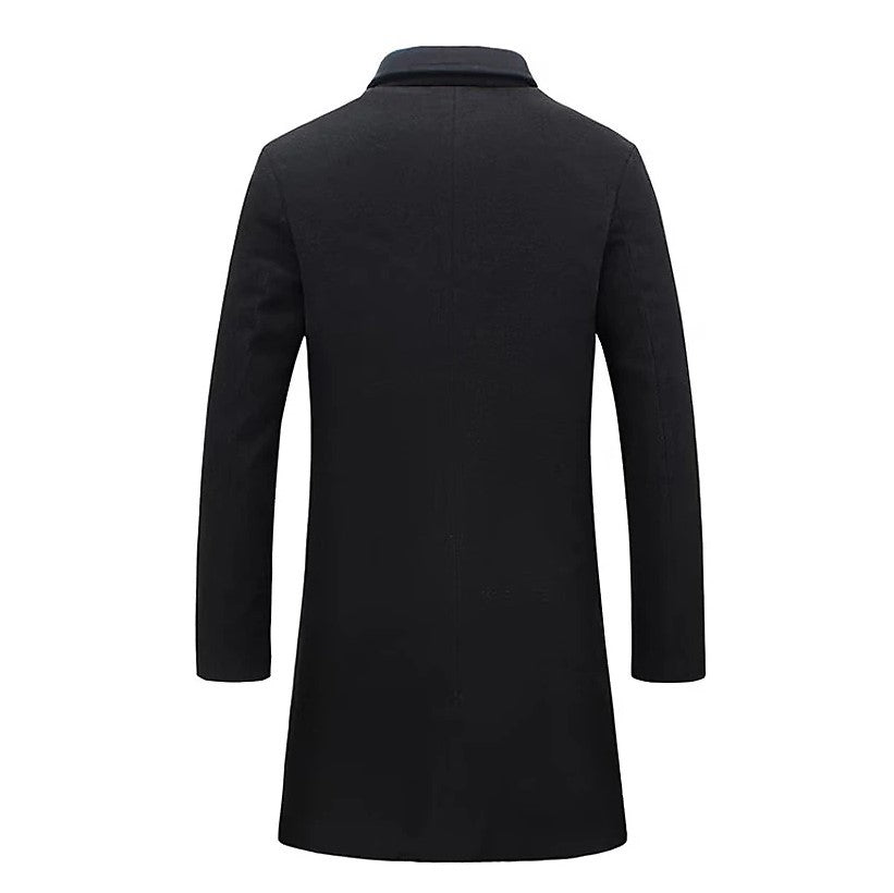 Men’s Winter Lapel Trench Coat – Single-Breasted Casual Jacket