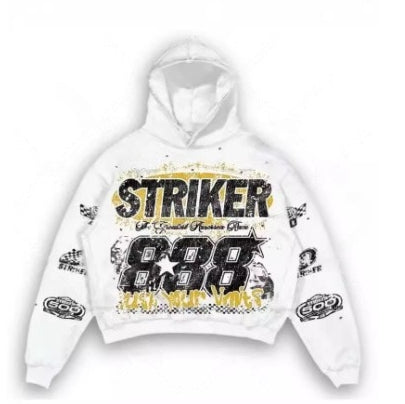 Men’s American Retro Letter Print Hoodie – High Street Pullover