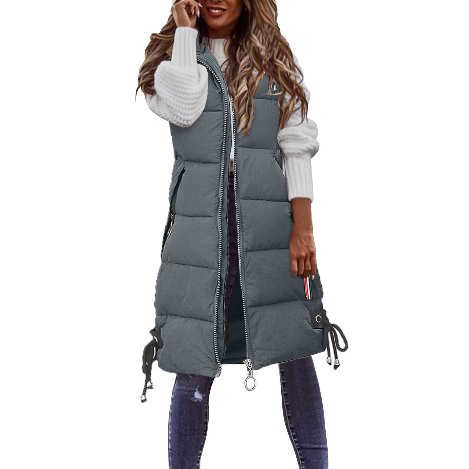 Chic Mid-Length Cotton Vest Coat