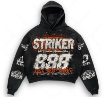 Men’s American Retro Letter Print Hoodie – High Street Pullover