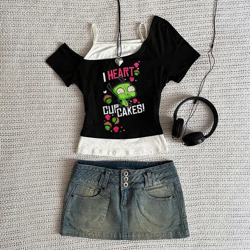 Women’s Y2K Cropped Tank Top with Straps