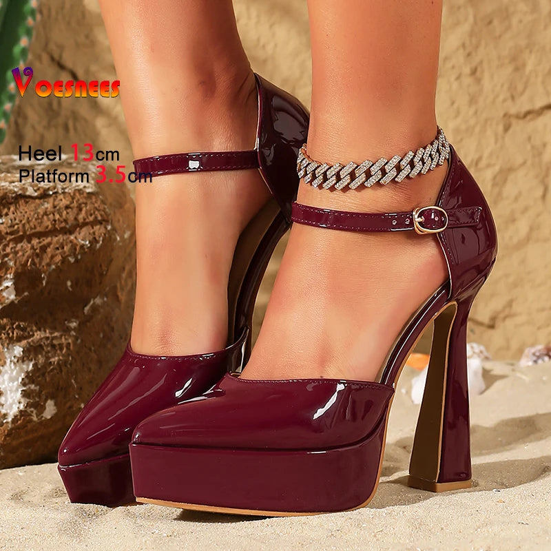 Women’s Platform High Heel Sandals – Buckle Strap Pointed Toe Summer Shoes