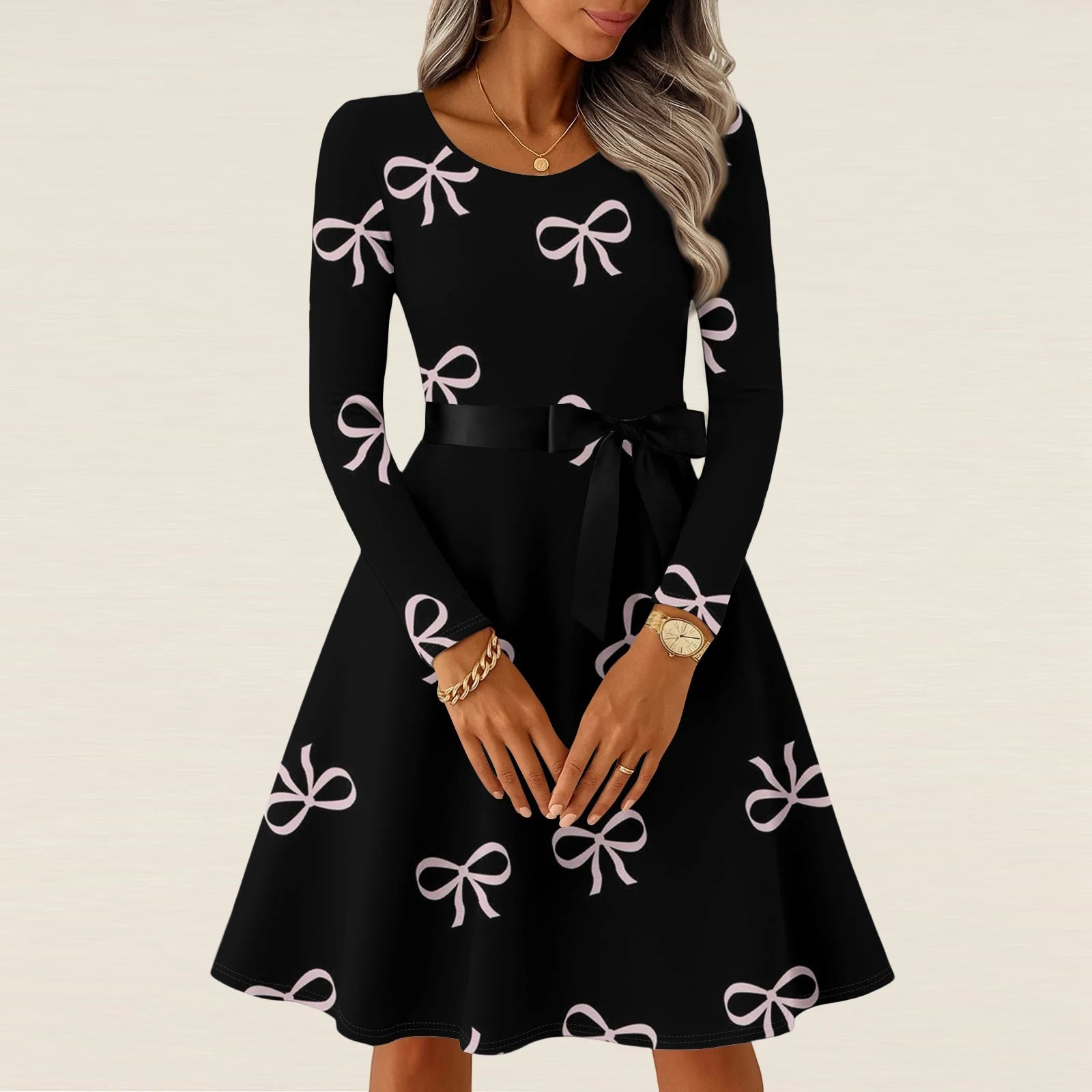 Women’s Valentine’s Day Knitted Heart Print Dress
