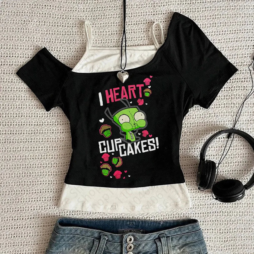 Women’s Y2K Cropped Tank Top with Straps