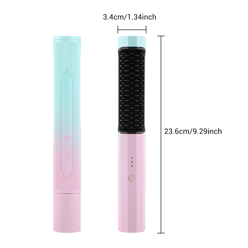 Rechargeable Wireless Hair Straightening Comb & Curler – Dual-Purpose Portable USB Styler