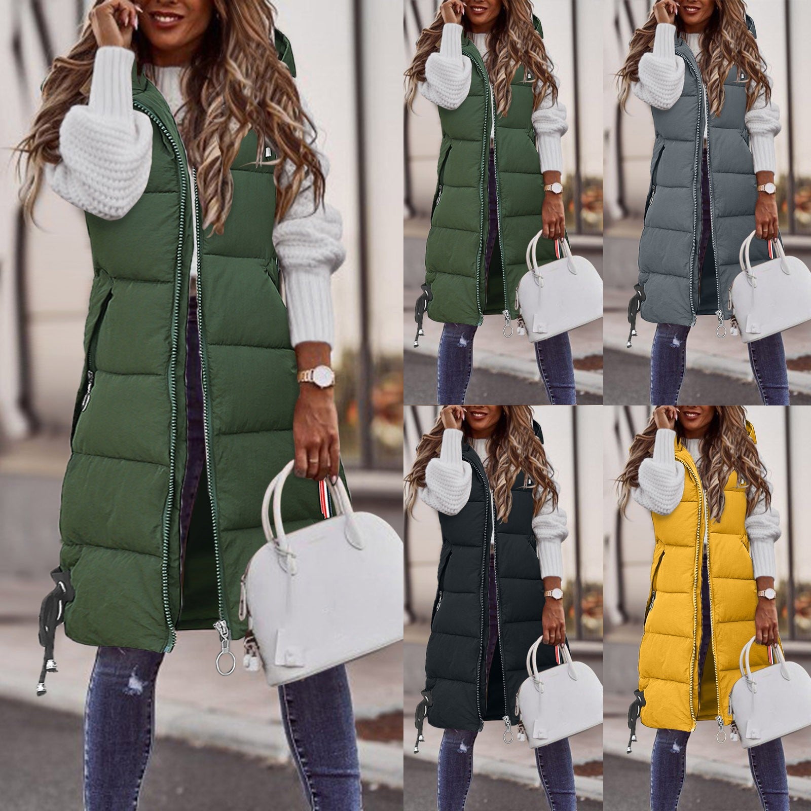 Chic Mid-Length Cotton Vest Coat