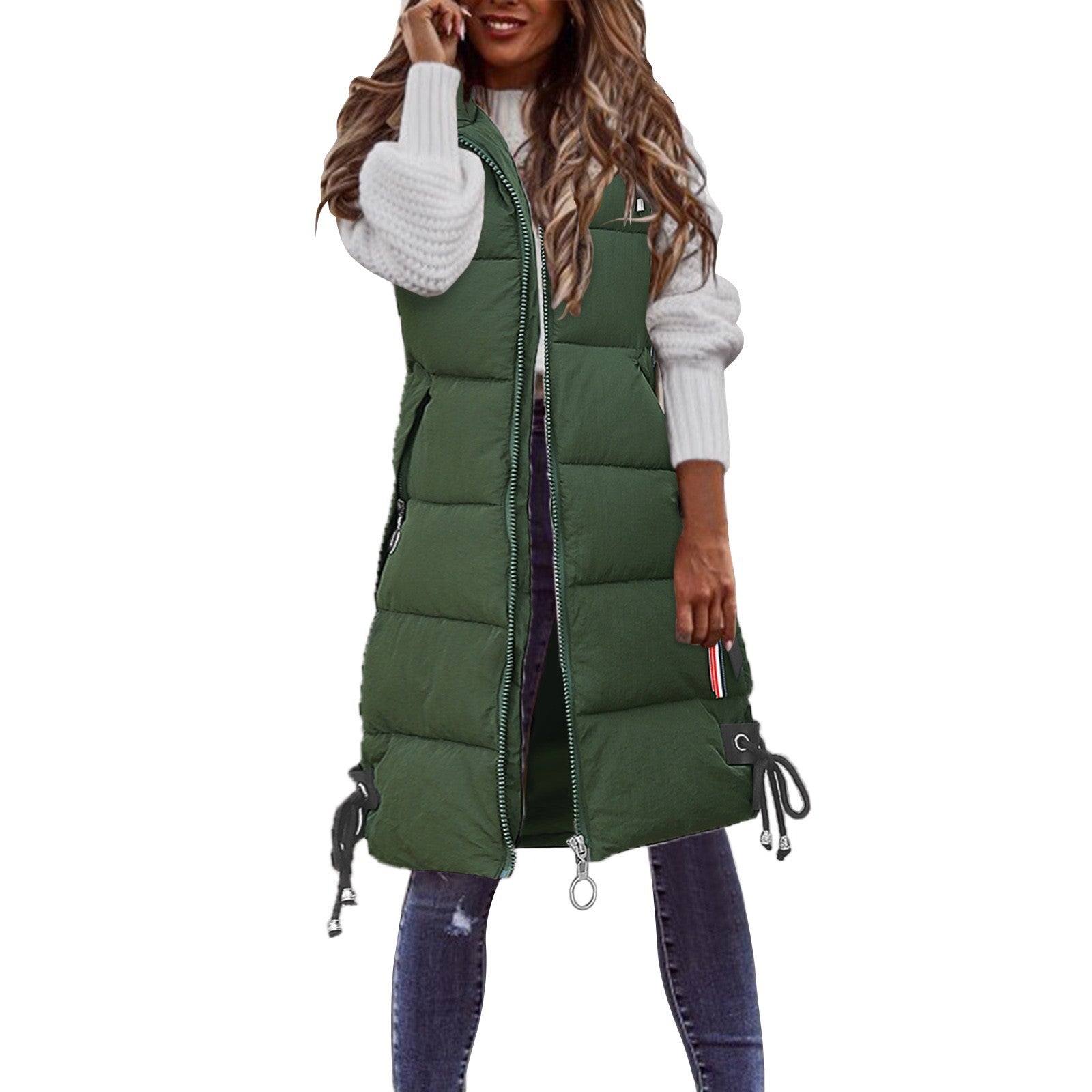 Chic Mid-Length Cotton Vest Coat