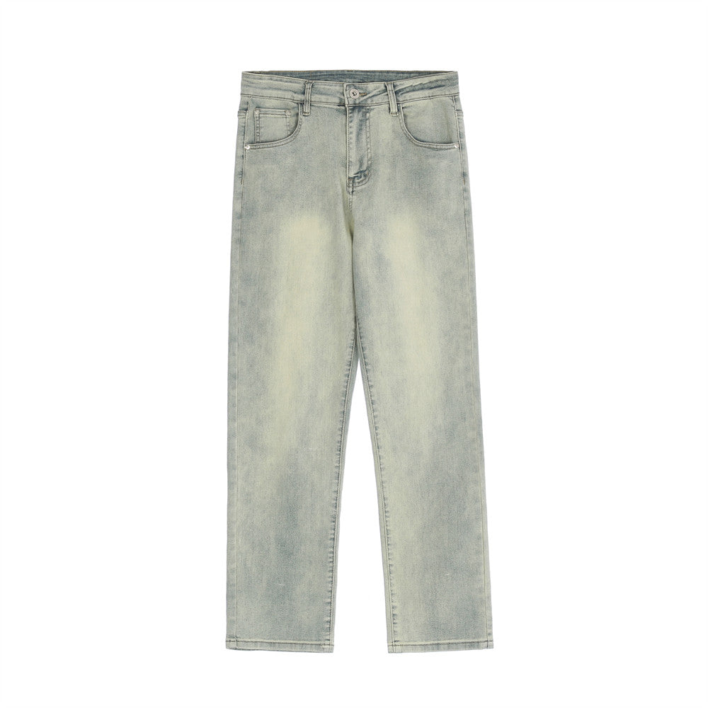 Men’s Vintage Washed Printed Denim Jeans