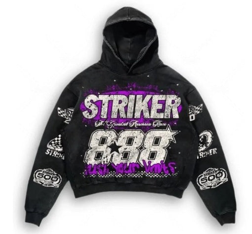 Men’s American Retro Letter Print Hoodie – High Street Pullover