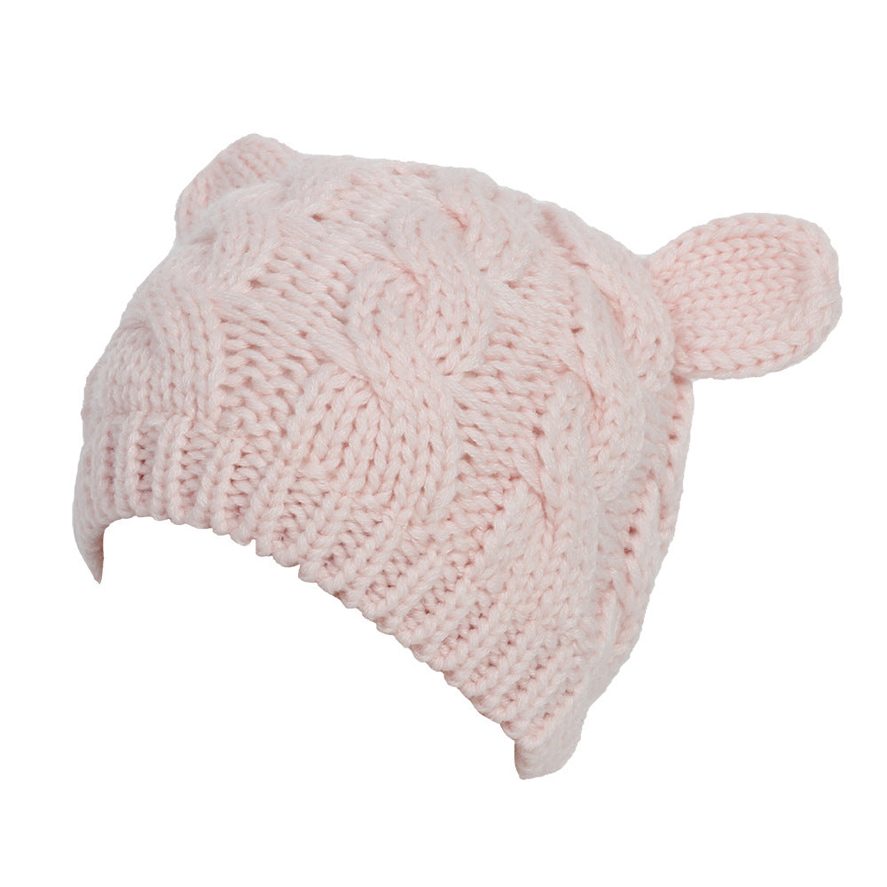 3D Knitted Cat Ear Beanie – Handmade Winter Hat