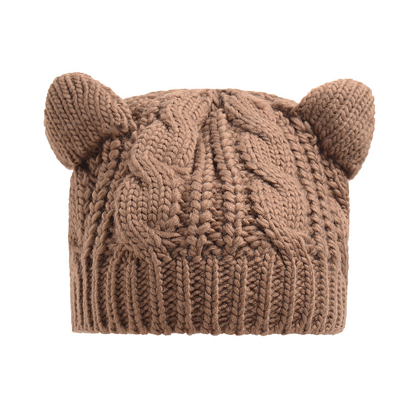 3D Knitted Cat Ear Beanie – Handmade Winter Hat